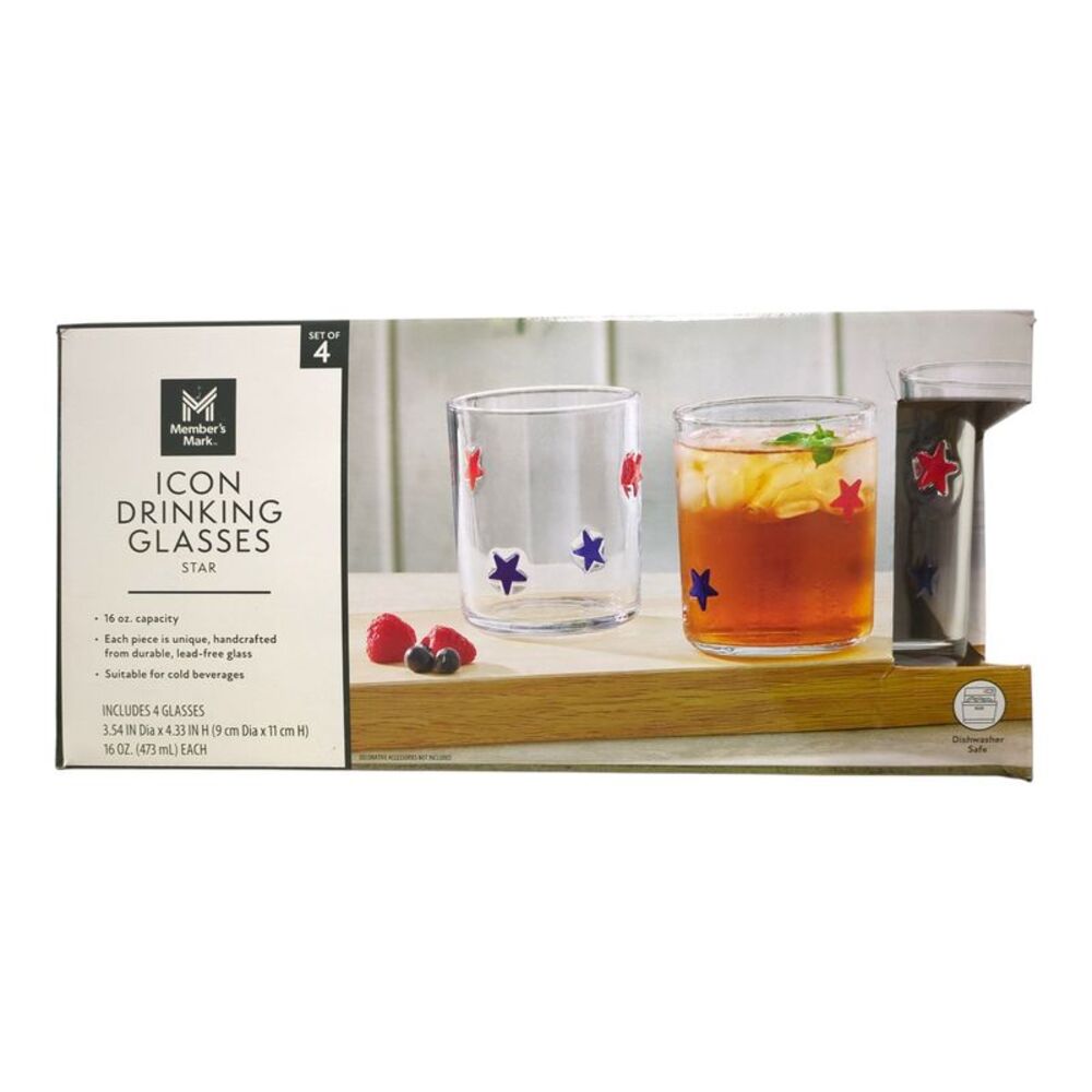 Member's Mark Handcrafted Summer Inspired Icon Drinking Glasses, 4-Pack - Star